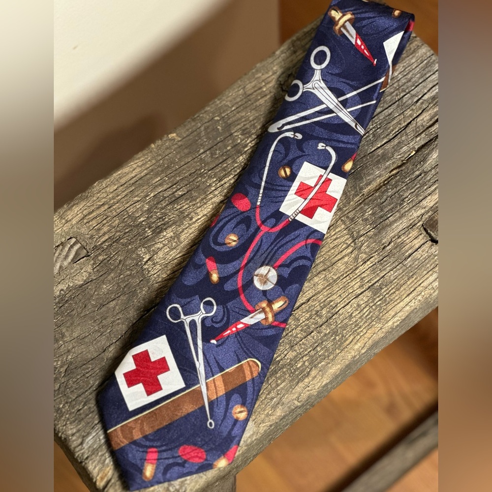 Medical Themed Navy Tie